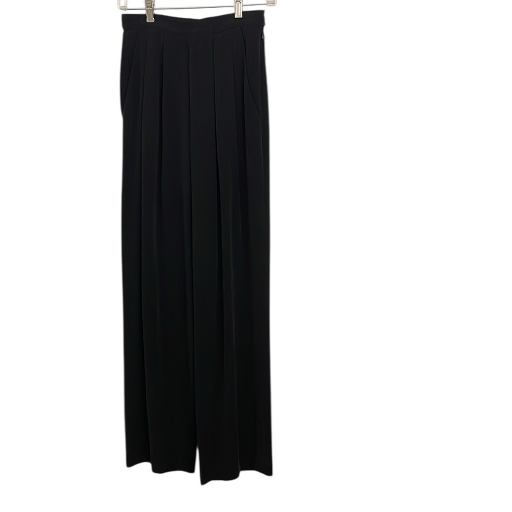 NWOT Vintage Peter Nygard 100% Silk Black Pleated Pants Wide Leg